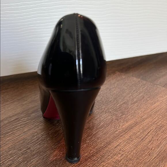 Black Miu Miu Peep Toe Heels with Bow Accent - Picture 8 of 11